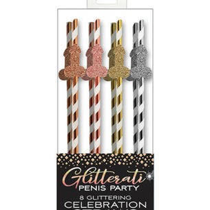 Glittering Penis Straws 8 Pack